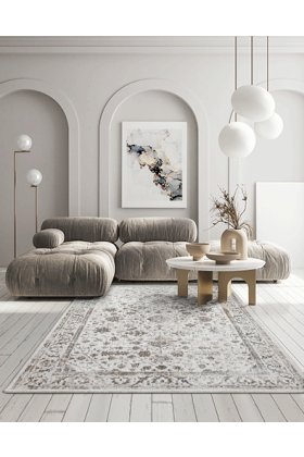 Rugs – Creation Pattern Cream Rug – Classic Decorative Design – Living Room Rugs Cork