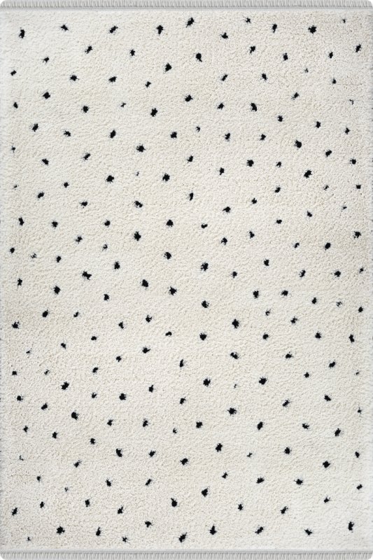 Shaggy cream rug with dots